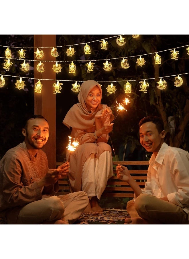 زينة رمضان أضواء السلسلة، 3 أمتار 20 لمبة رمضان وعيد، أضواء تعمل بالبطارية للديكور الداخلي والخارجي لرمضان مبارك كريم، 3 بطاريات وUSB طاقة مزدوجة - Image 5